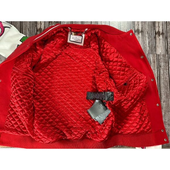 Philipp Plein Varsity bomber monsters Jacket color red size M - Picture 4 of 7